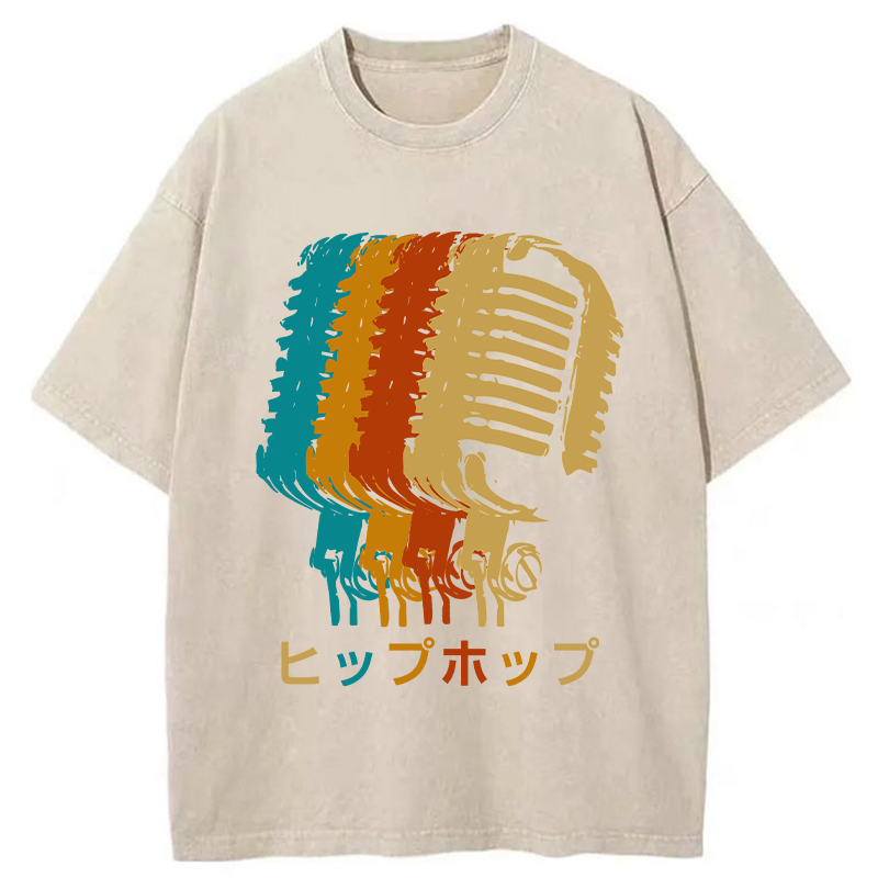 Vintage Hip-hop Mic Washed T-Shirt