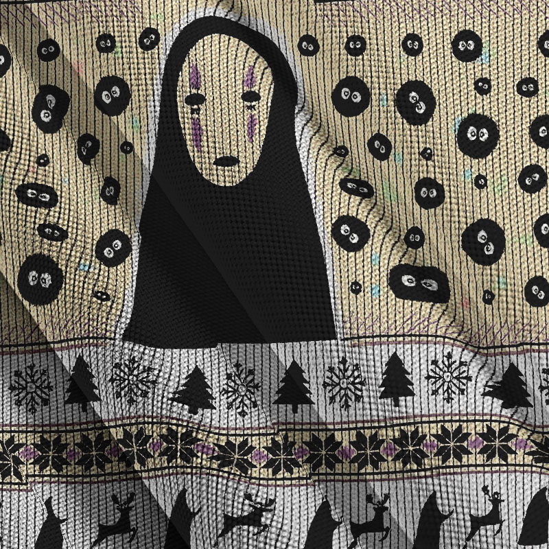 Unisex No Face and Soot Sprites Christmas Ugly Sweatshirt