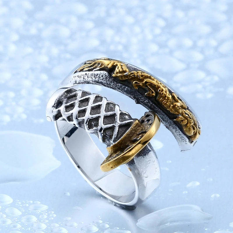 Japanese Samurai Dragon Sword Ring