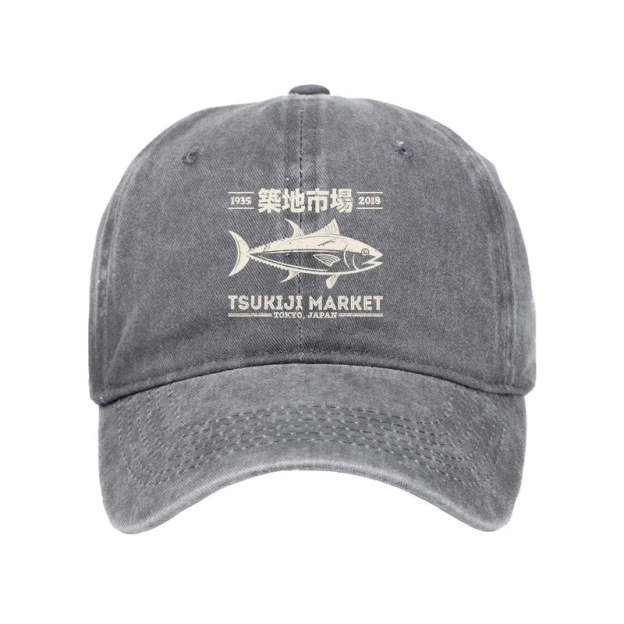  Retro Tsukiji Fish Market Streetwear Tokyo Washed Cap