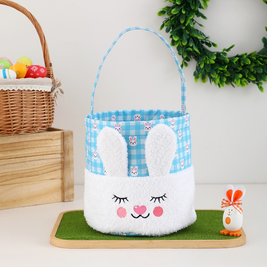 Easter Children'S Rabbit Basket Festive Rabbit Bucket Scene Layout Portable Bucket