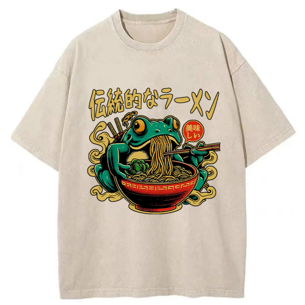 Frog Obsessed With Ramen Washed T-Shirt