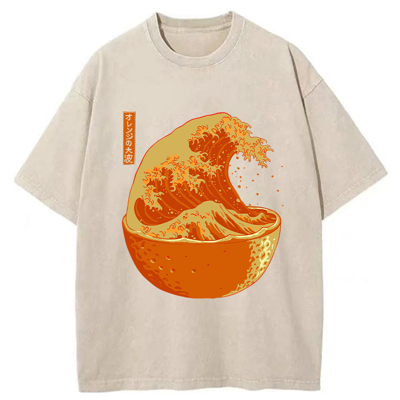 The Great Wave Off Orange Washed T-Shirt