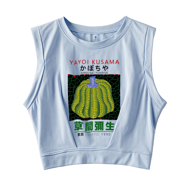  Kusama Pumpkin Vintage Wash Japanese Design Sleeveless Crop Top