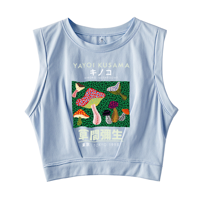  Yayoi Kusama Spotted Mushroom Vintage Sleeveless Crop Top