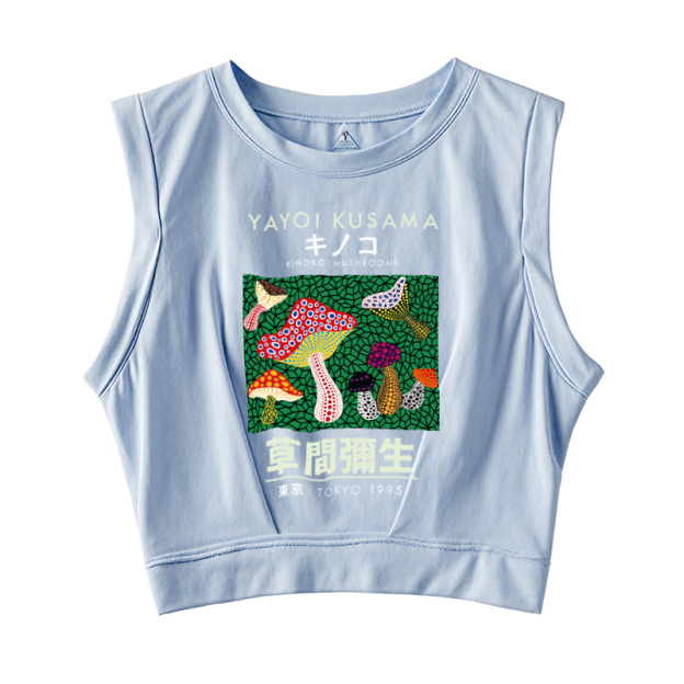  Yayoi Kusama Spotted Mushroom Vintage Sleeveless Crop Top