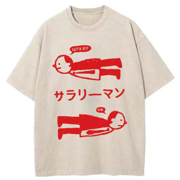 Let's Fly Office Worker Washed T-Shirt