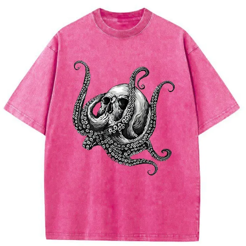 Skeleton Octopus Washed T-Shirt