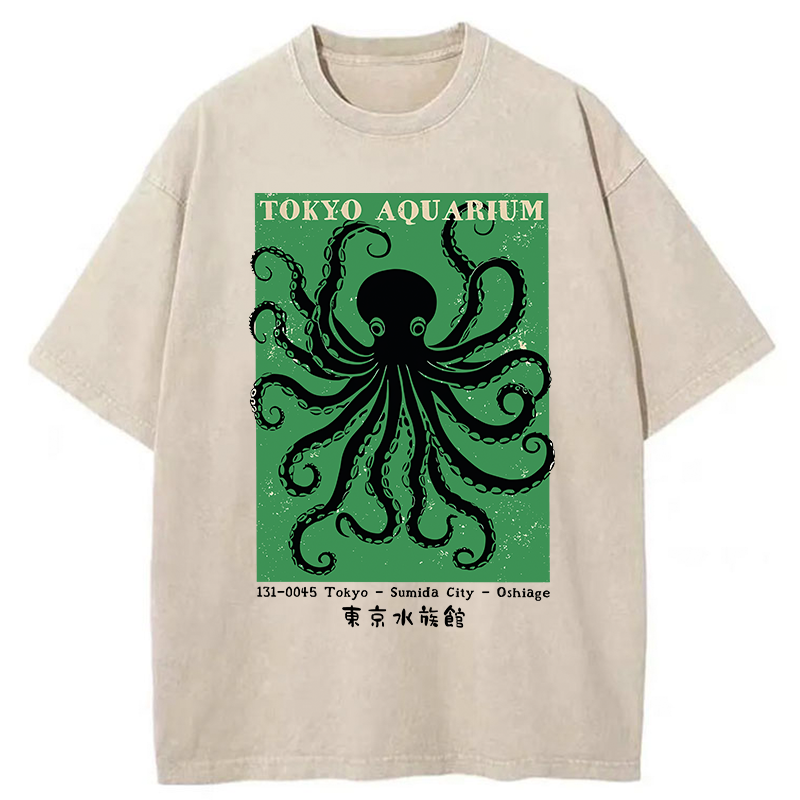Unisex Tokyo Japanese Aquarium Washed T-Shirt