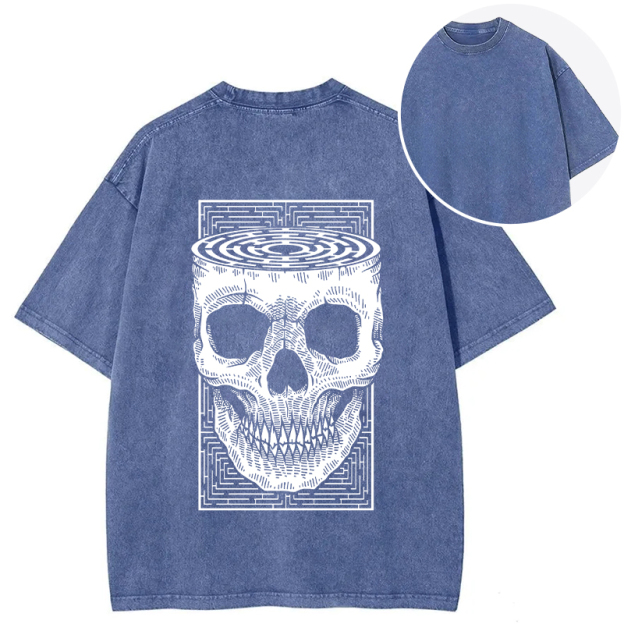 Horror Skull Back Washed T-Shirt