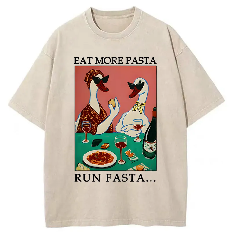 Unisex Eat More Pizza Washed T-Shirt