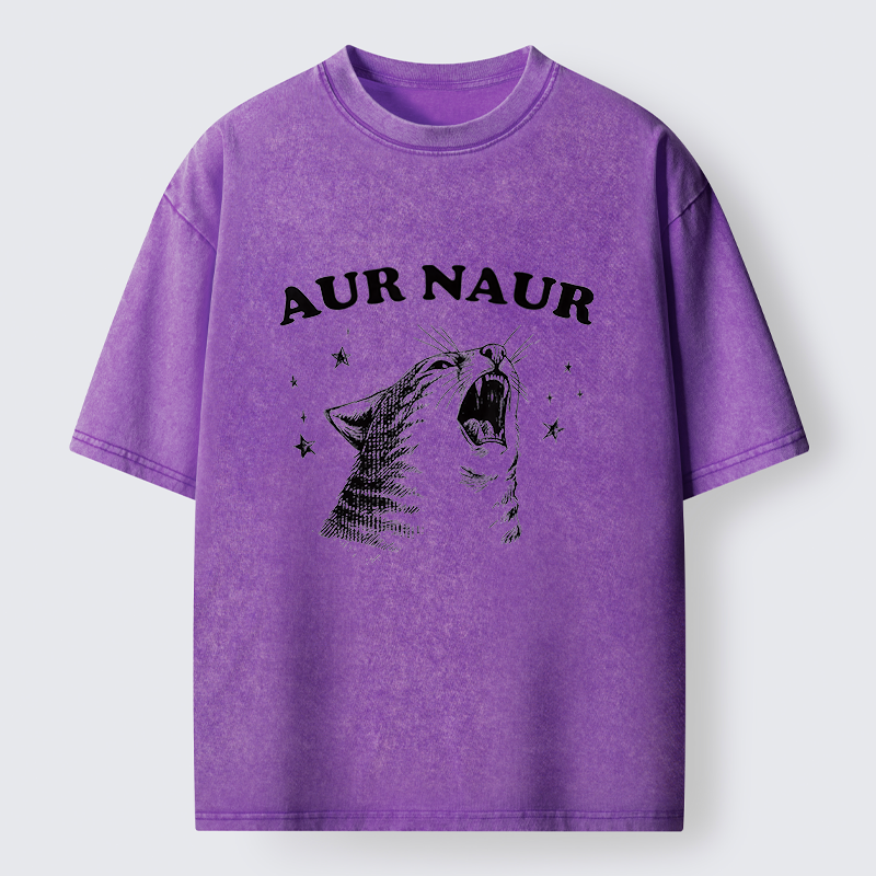 Unisex Aur Naur Cat Washed T-Shirt