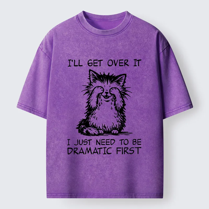 Unisex Dramatic First Cat Washed T-Shirt