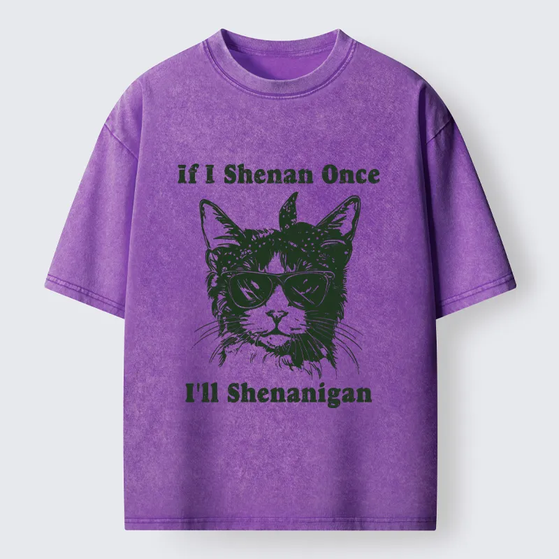 Unisex St. Patrick's Elegant Cat Washed T-Shirt