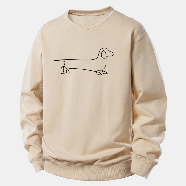 Line Dachshund Print Relax Fit Sweatshirt