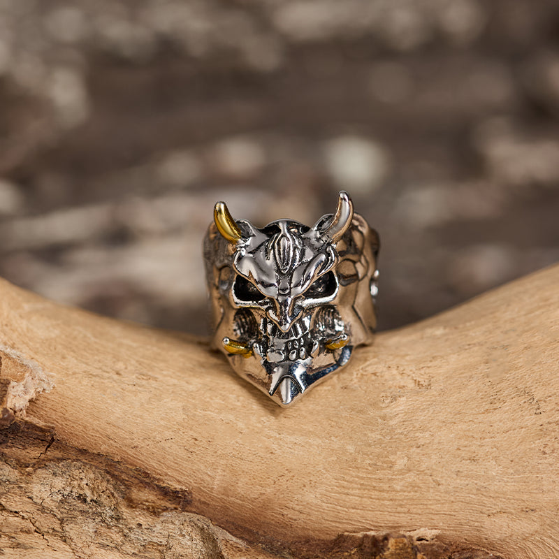 Tokyo-Tiger Samurai Mask Skull Ring