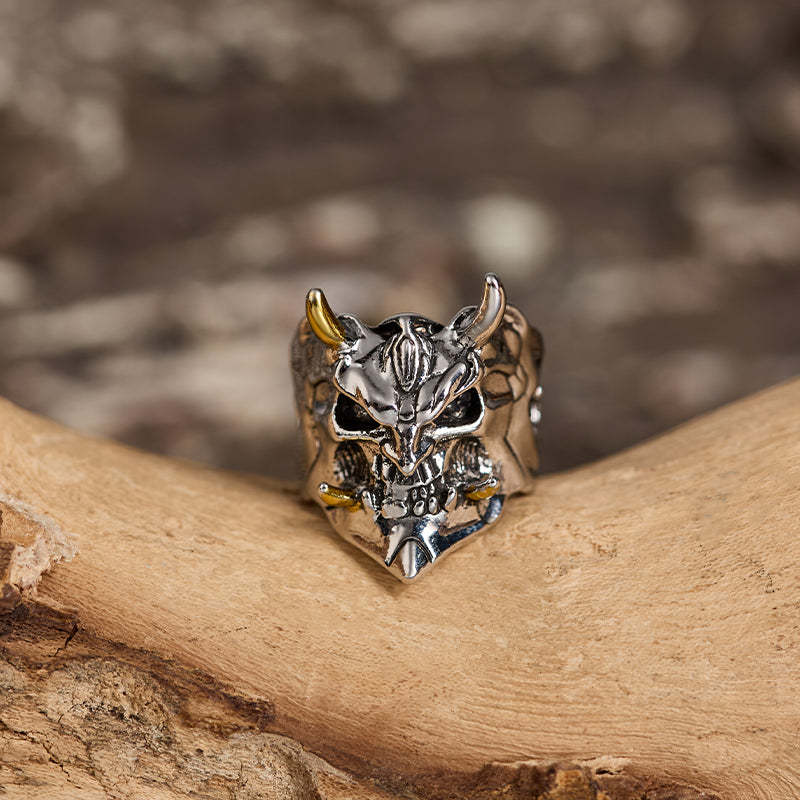 Tokyo-Tiger Samurai Mask Skull Ring