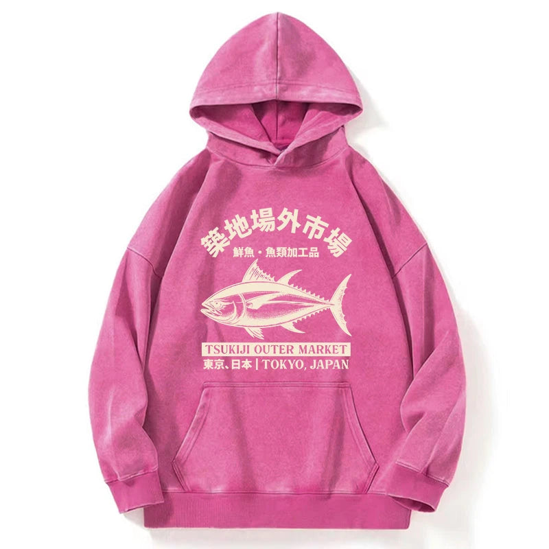 Japan Tsukiji Fish Market Washed Hoodie
