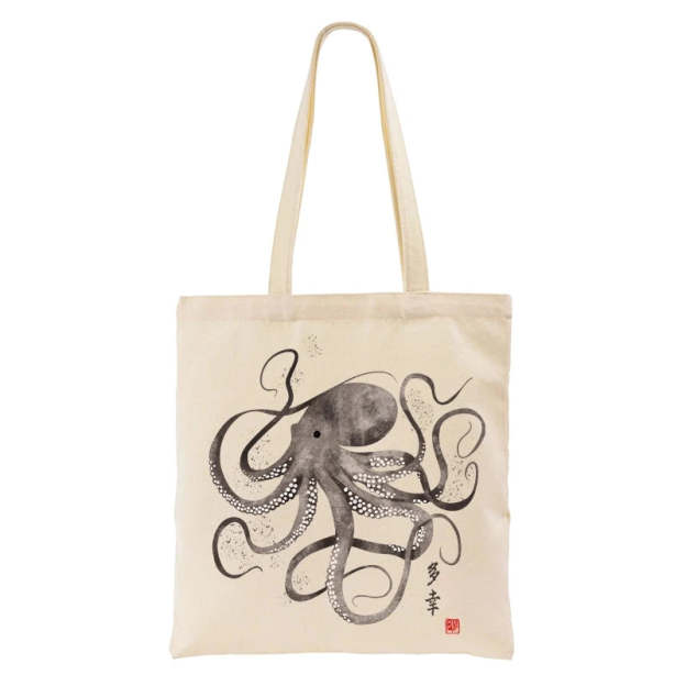  Octopus Japanese Calligraphy Tote Bag
