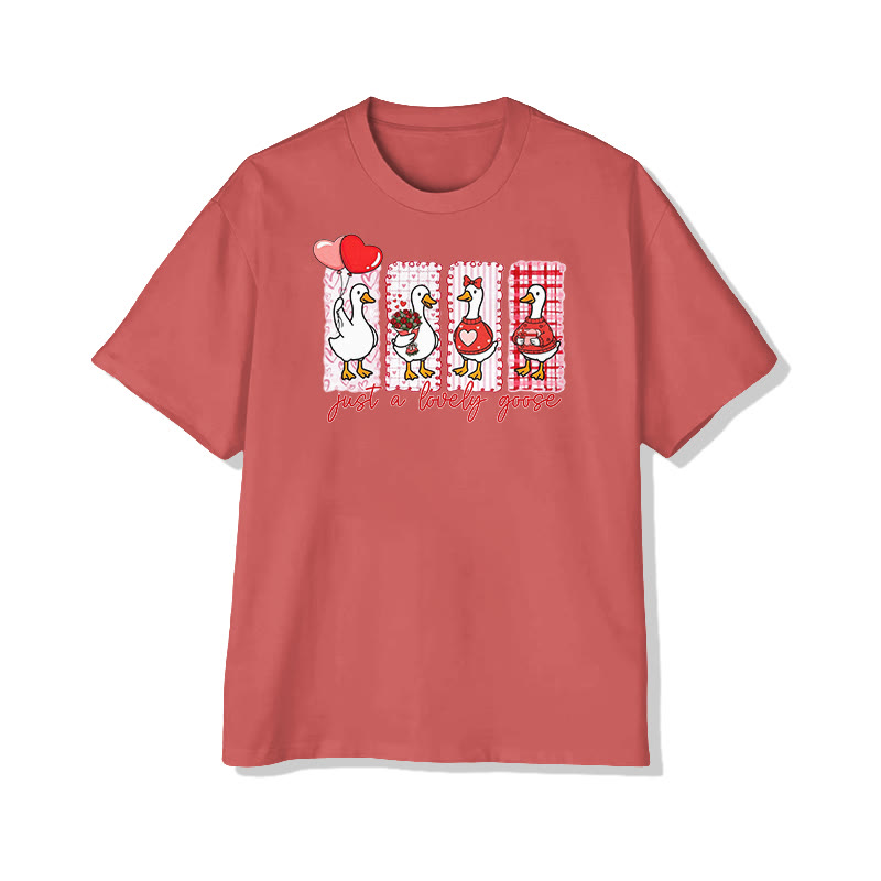 Unisex Just A Lovely Goose Valentine's Day Print T-shirt