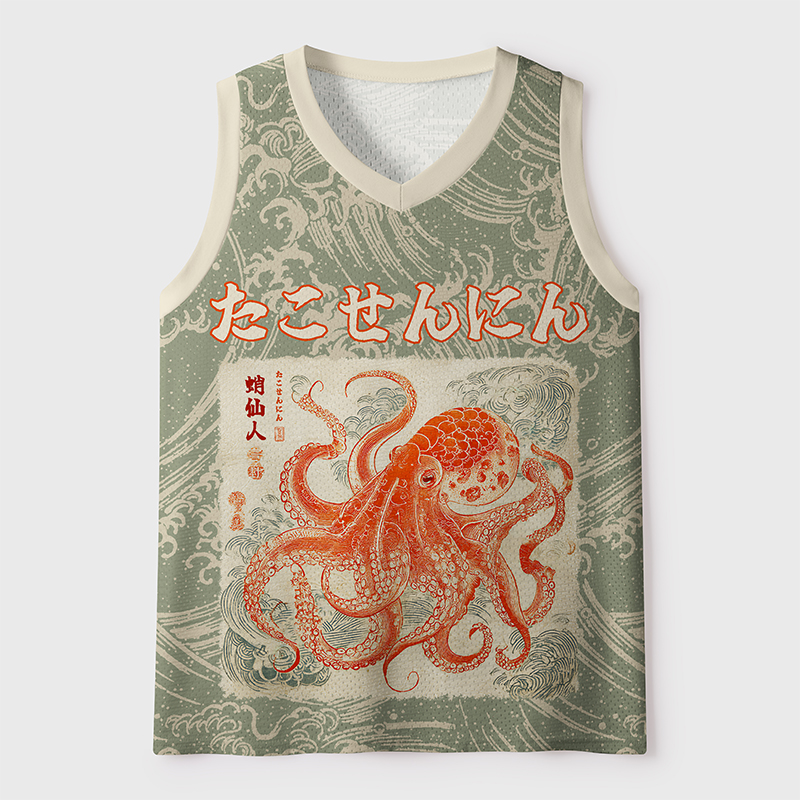 Octopus Sage Printed Jersey Tank