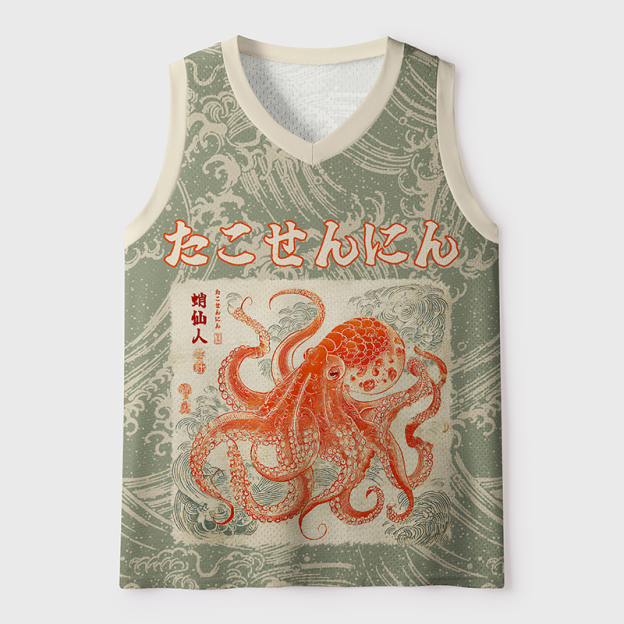 Octopus Sage Printed Jersey Tank