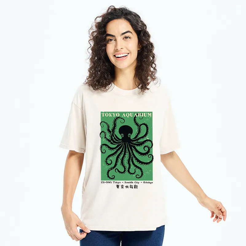 Unisex Tokyo Japanese Aquarium Washed T-Shirt