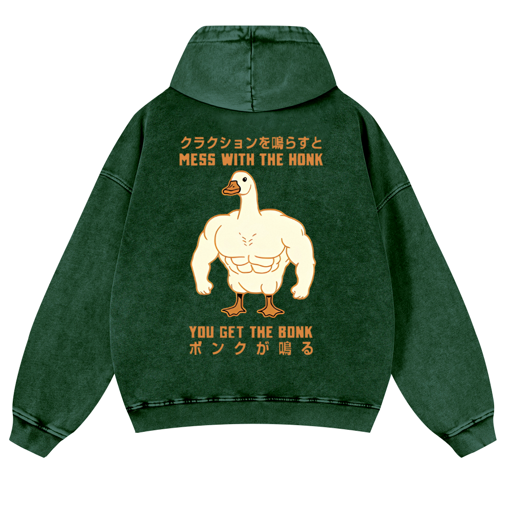 Duck Goose Vintage Washed Cotton Back Art Hoodie