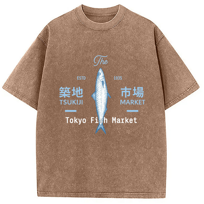 Tsukiji Tokyo Fish Market Vintage Washed T-Shirt
