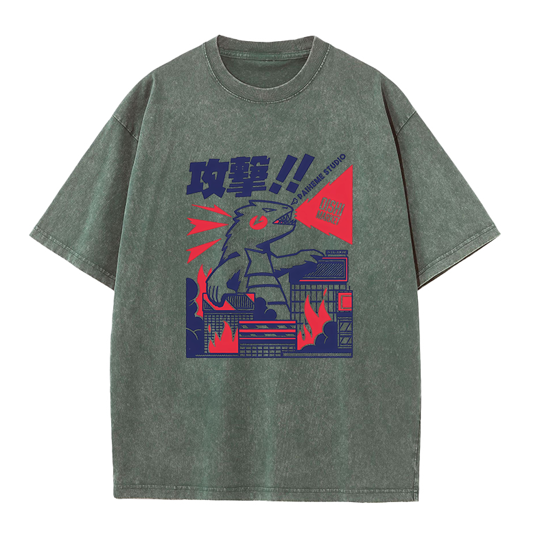 fujisakuras Destroy city monsters Washed T-Shirt