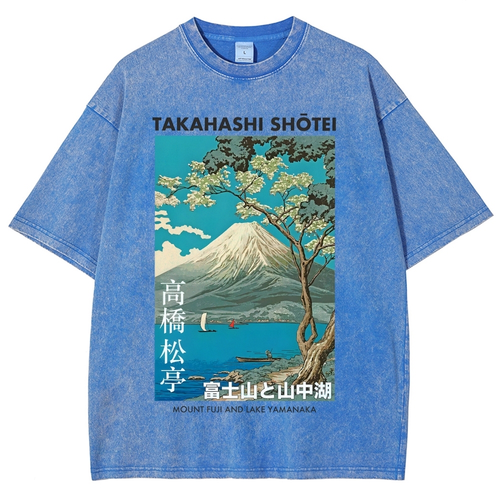 Mount Fuji and Lake Yamanaka Vintage Washed T-shirt
