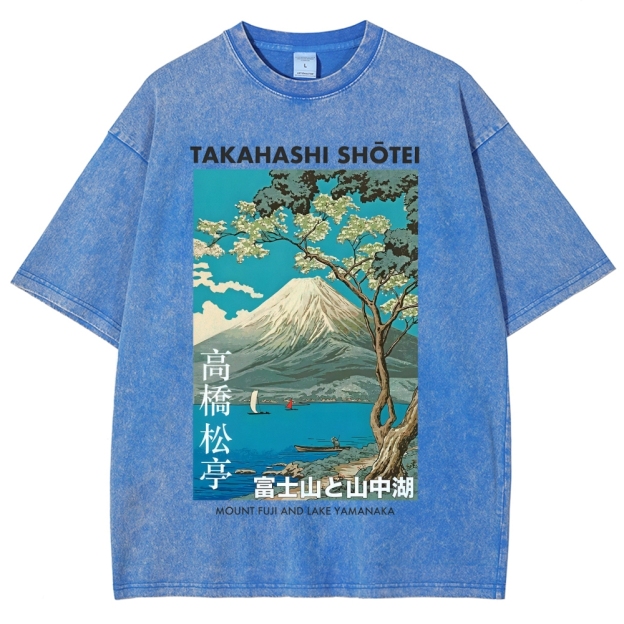 Mount Fuji and Lake Yamanaka Vintage Washed T-shirt
