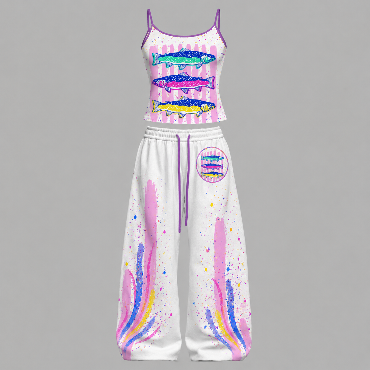 Fish Top & Elasticated Trousers Two-Piece Set