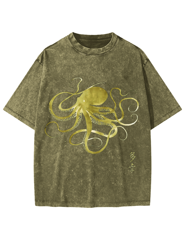 Japanese Octopus Vintage Washed T-shirt