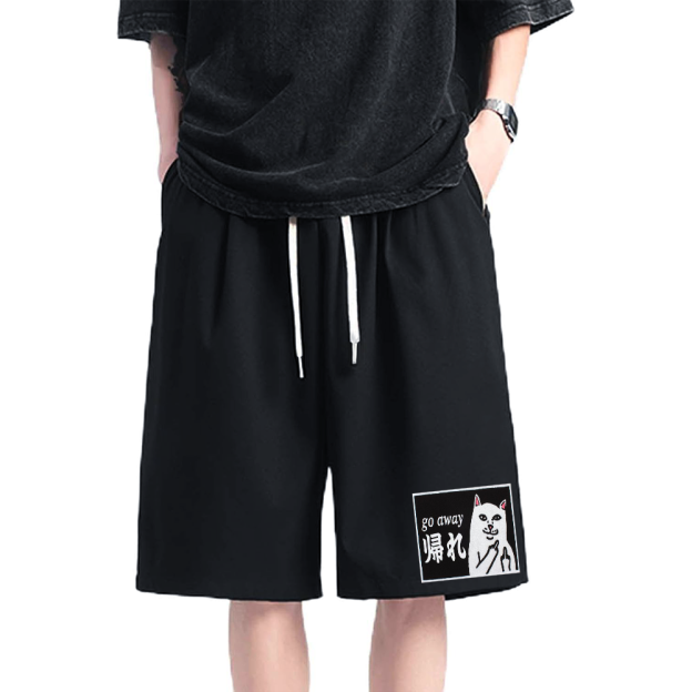 Go Away White Cat Cotton Casual Shorts