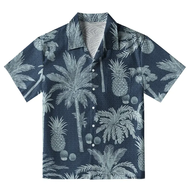 Tokyo-Tiger Tropical Pineapple And Palm Aloha Hawaiian Shirt
