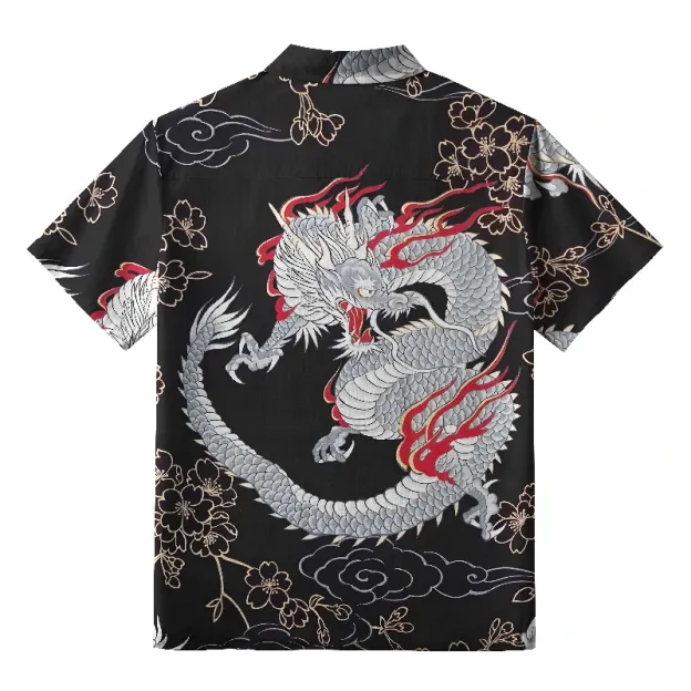  Sakura And Dragon Hawaiian Shirt