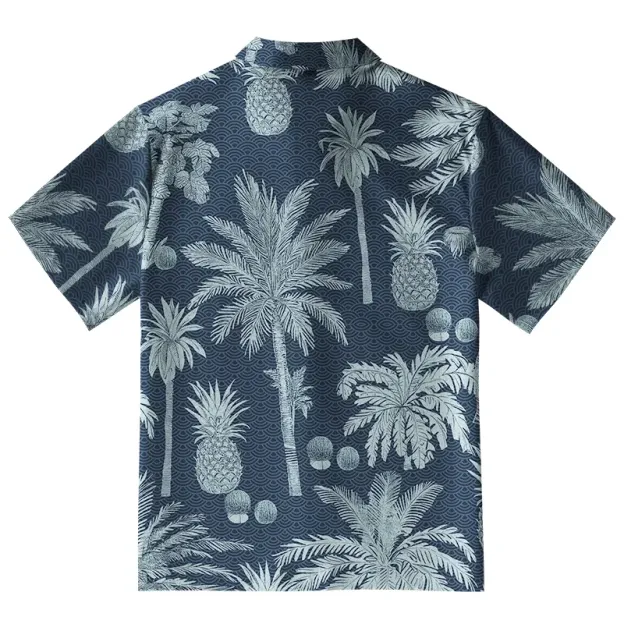  Tropical Pineapple And Palm Aloha Hawaiian Shirt