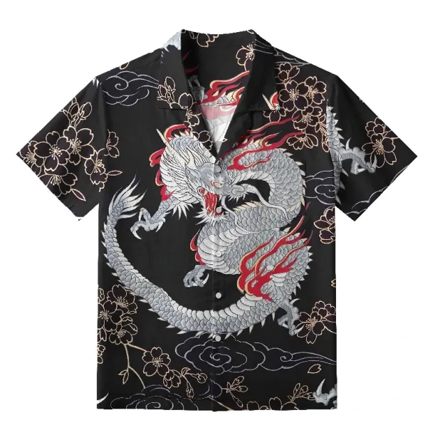  Sakura And Dragon Hawaiian Shirt