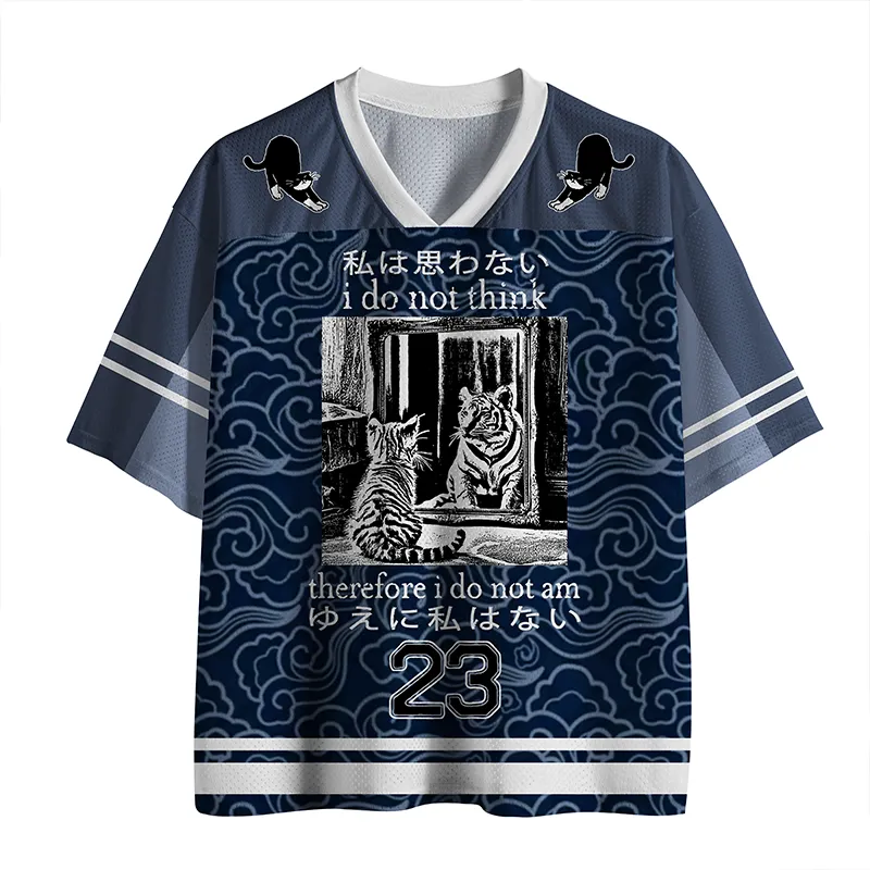 Thinking Cat Printed Jersey Shirts