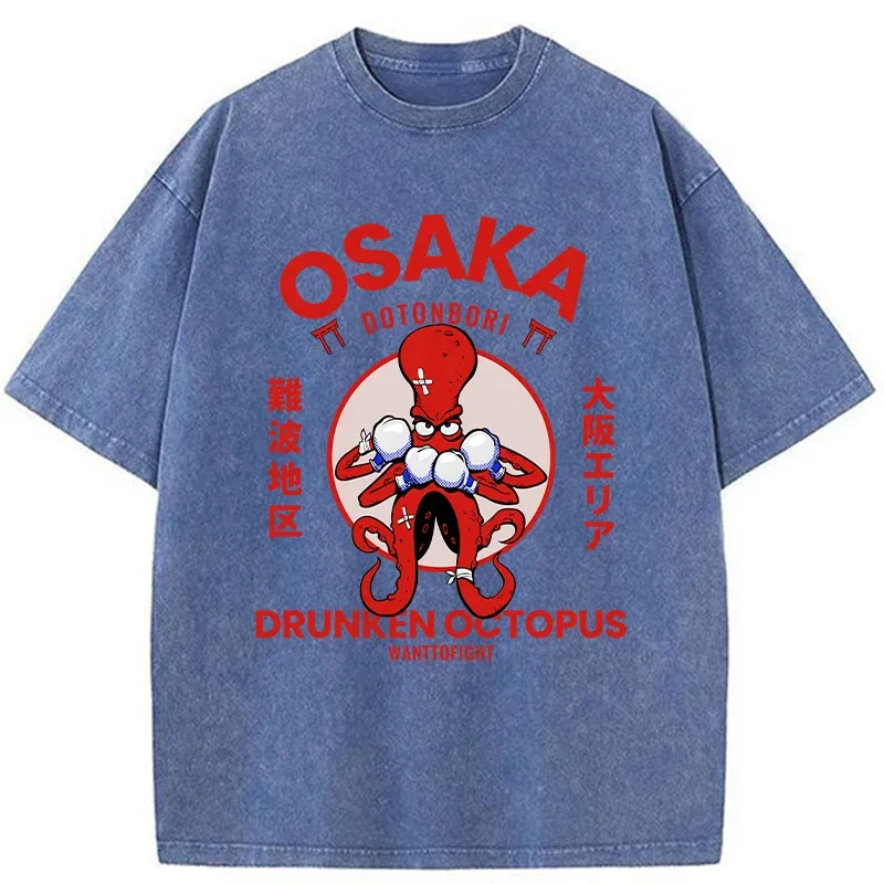 Tokyo-Tiger Osaka Octopus Monster Japan Washed T-Shirt