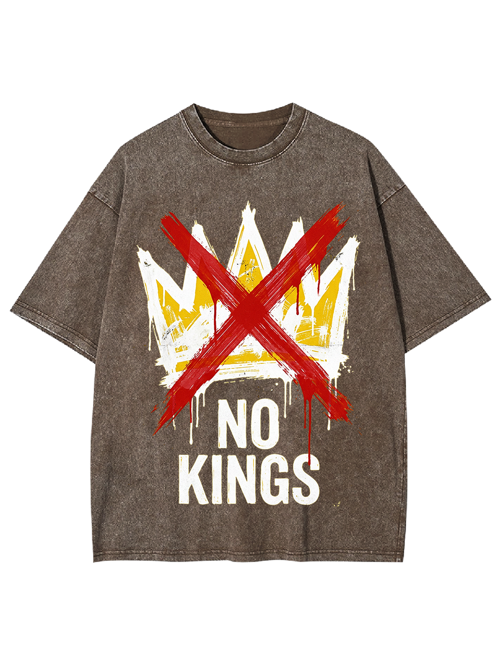 Unisex NO KINGS—Street Rebellion Printed Washed Tee