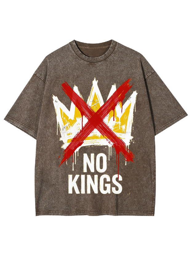 Unisex NO KINGS—Street Rebellion Printed Washed Tee