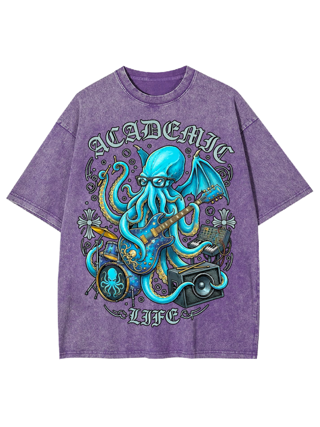 Unisex Nerdcore Kraken Printed Washed Tee