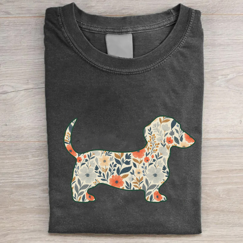 Floral Dachshund T-shirt