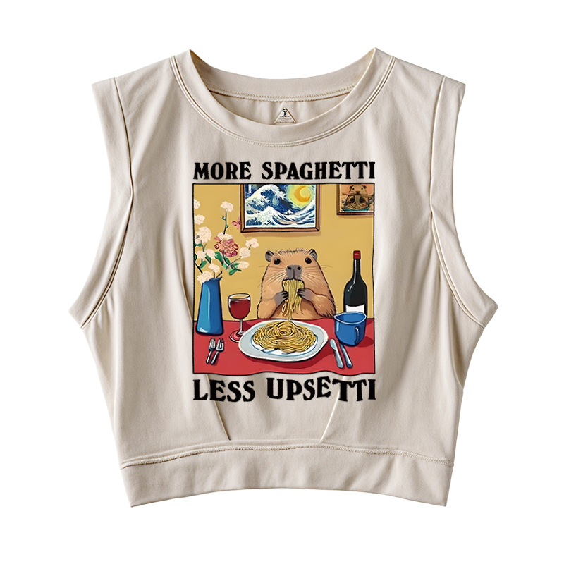  More Spaghetti Less Upsetti Capybara Sleeveless Crop Top