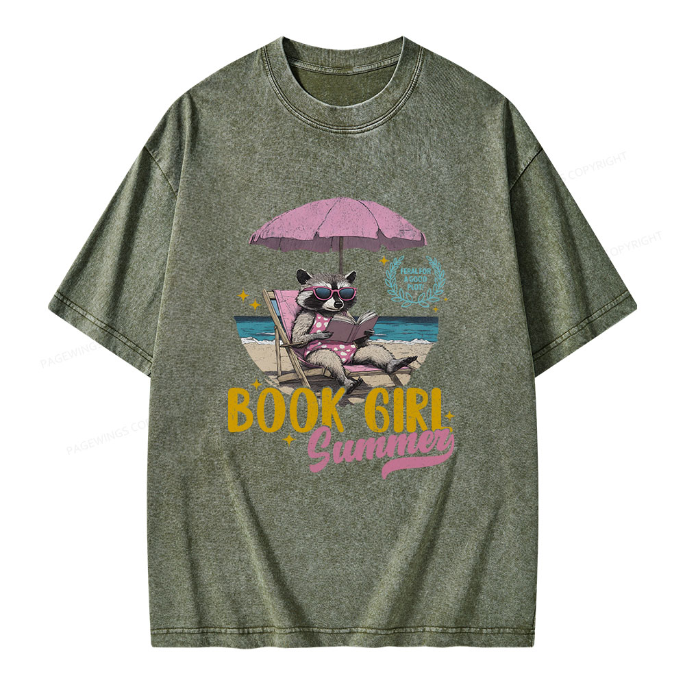 Book Girl Summer Unisex Washed T-shirt