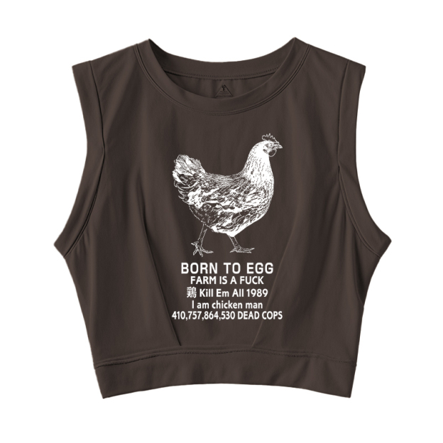  Born To Egg Sleeveless Crop Top