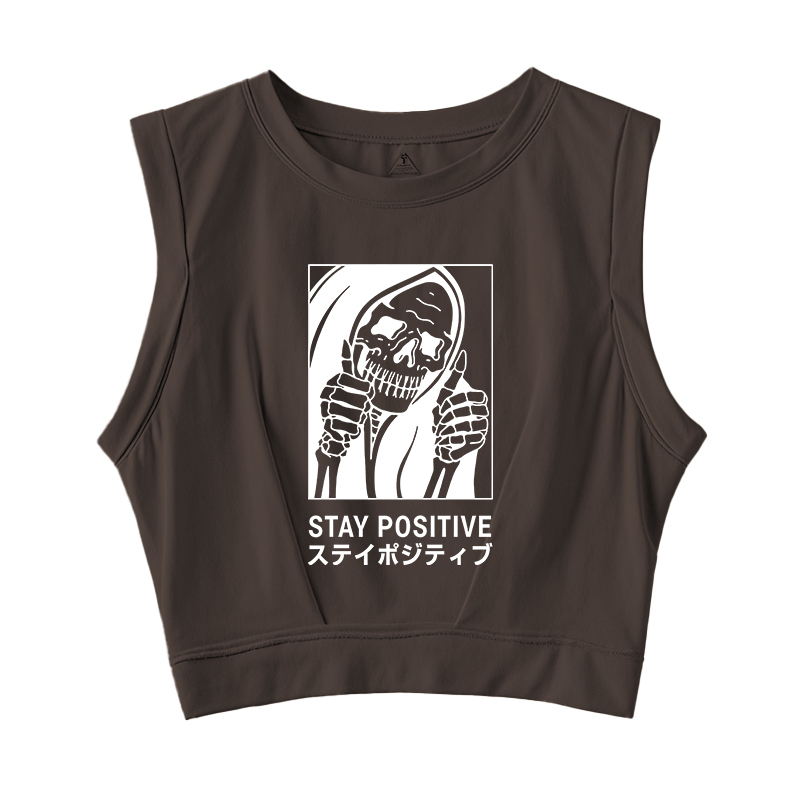 Stay Positive Skeleton Sleeveless Crop Top