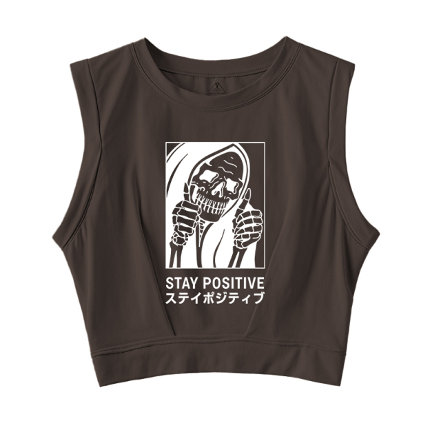  Stay Positive Skeleton Sleeveless Crop Top